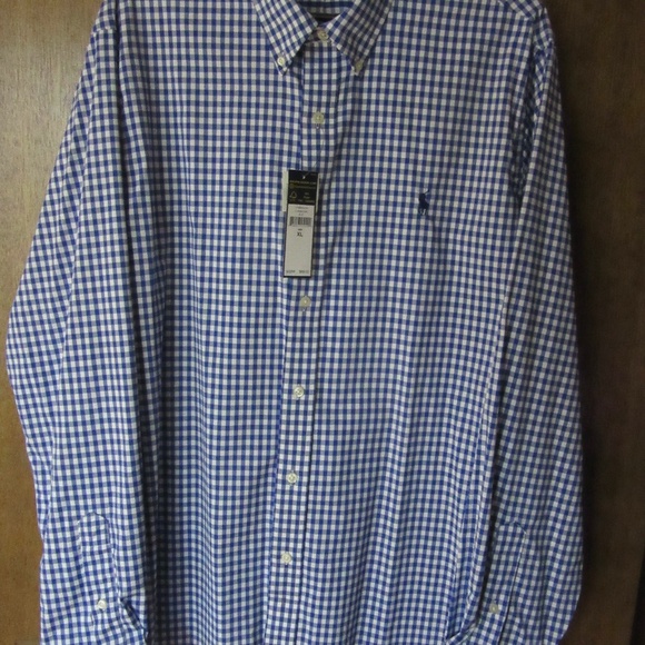 Ralph Lauren Performance Men's Shirt Long Sleeve Button Down Blue Check XL - Picture 1 of 9